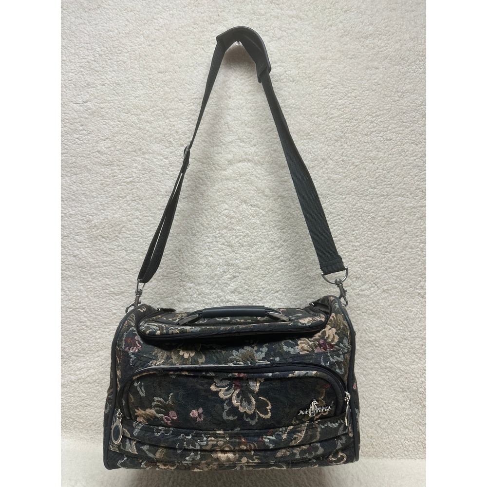 Atlantic Travel Bag Green Black Tapestry Carry On Weekender Shoulder Strap